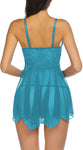 women seagreen babydoll nightwear lingerie with g string panty