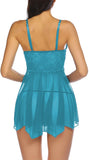 women seagreen babydoll nightwear lingerie with g string panty