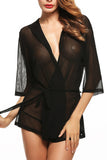 Xs and Os Hooded Belted Robe Babydoll Lingerie with g-String Panty