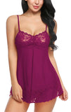 Xs and Os Women Lace Nightwear Babydoll Lingerie Nightie with Panty (Red)