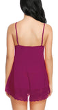 Xs and Os Women Lace Nightwear Babydoll Lingerie Nightie with Panty (Purple, (wine)