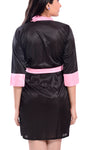 Xs and Os Women Satin Babydoll Nightwear Robe with mesh see through bra panty Lingerie set