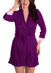 Xs and Os Women Satin Robe with Lace Bordered Sleeves