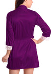 Xs and Os Women Satin Robe with Lace Bordered Sleeves