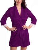 Xs and Os Women Satin Robe with Lace Bordered Sleeves