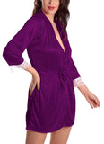 Xs and Os Women Satin Robe with Lace Bordered Sleeves