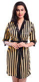 Xs and Os Women Satin Striped Nightwear Robe with Satin Belt
