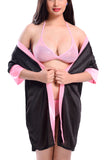 Xs and Os Women Satin Babydoll Nightwear Robe with mesh see through bra panty Lingerie set