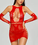 Xs and Os Women Babydoll Bodysuit Lingerie with Sleeves
